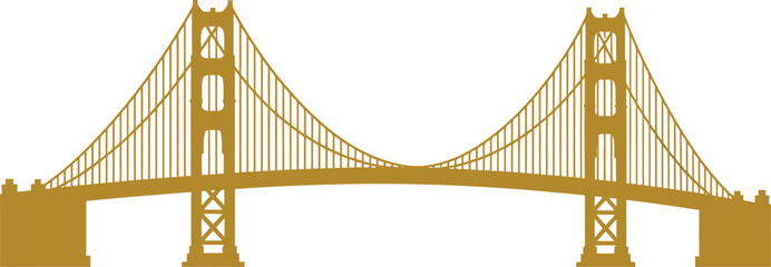 a golden bridge spanning water with tall towers