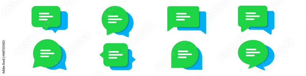 Poster set of chat message bubbles vector icon. communication icons. talk bubble, dialog. web icon set. onl