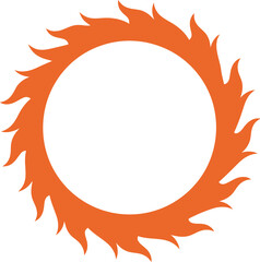a fiery orange oval shape with jagged edges on white background