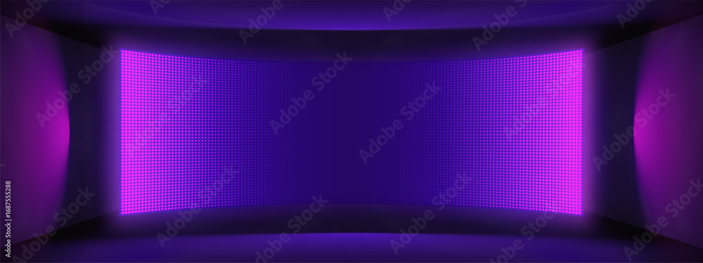 Poster purple led wall lcd panel with rgb dot smd texture for stage. digital pattern for screen and light b