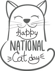 Minimalist illustration of a smiling cat with the phrase 