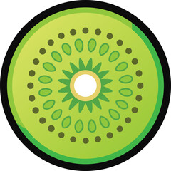 Vibrant kiwi fruit illustration with tropical leaves and accents