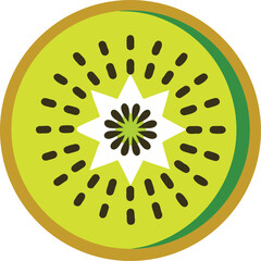 Vibrant kiwi fruit illustration with tropical leaves