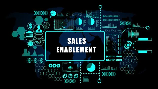sales enablement  Concept with Modern Technology, Data Analytics and Futuristic Business Graphics. Asymptotic smart data analytic. .4K animation