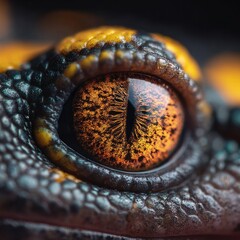Fototapeta premium Close-Up of Intricate Reptile Eye with Stunning Orange Patterns