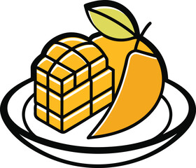 Vibrant mango illustration with tropical leaves and fruit elements