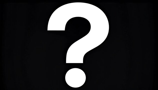 White question mark on black background