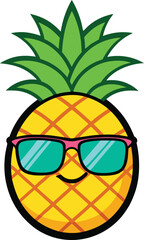Vibrant pineapple illustration with tropical elements