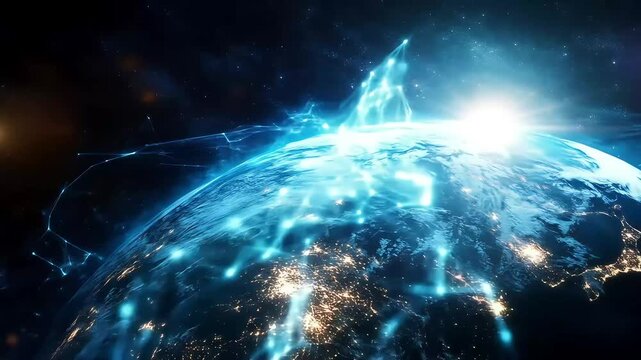 Earth from Space with Connections. - Powered by Adobe