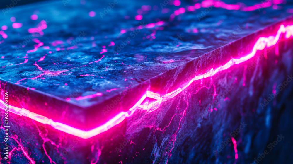 Poster vibrant illuminated surface with neon pink lines creating a striking visual effect in a dark setting