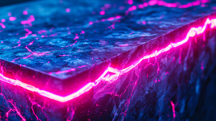 Vibrant illuminated surface with neon pink lines creating a striking visual effect in a dark setting