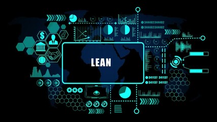 lean Concept with Modern Technology, Data Analytics and Futuristic Business Graphics. Asymptotic smart data analytic. .4K animation - Powered by Adobe