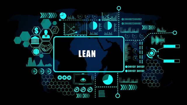 lean Concept with Modern Technology, Data Analytics and Futuristic Business Graphics. Asymptotic smart data analytic. .4K animation
