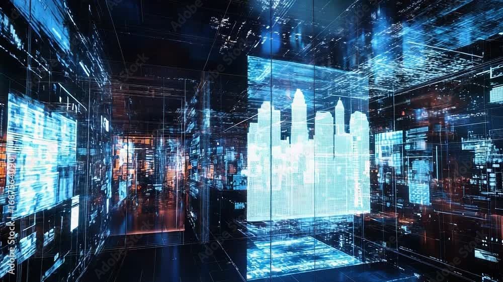 Aufkleber immersive digital data network with futuristic interface