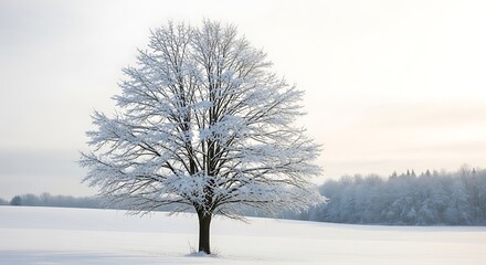 Fototapeta premium Snowy tree winter landscape.