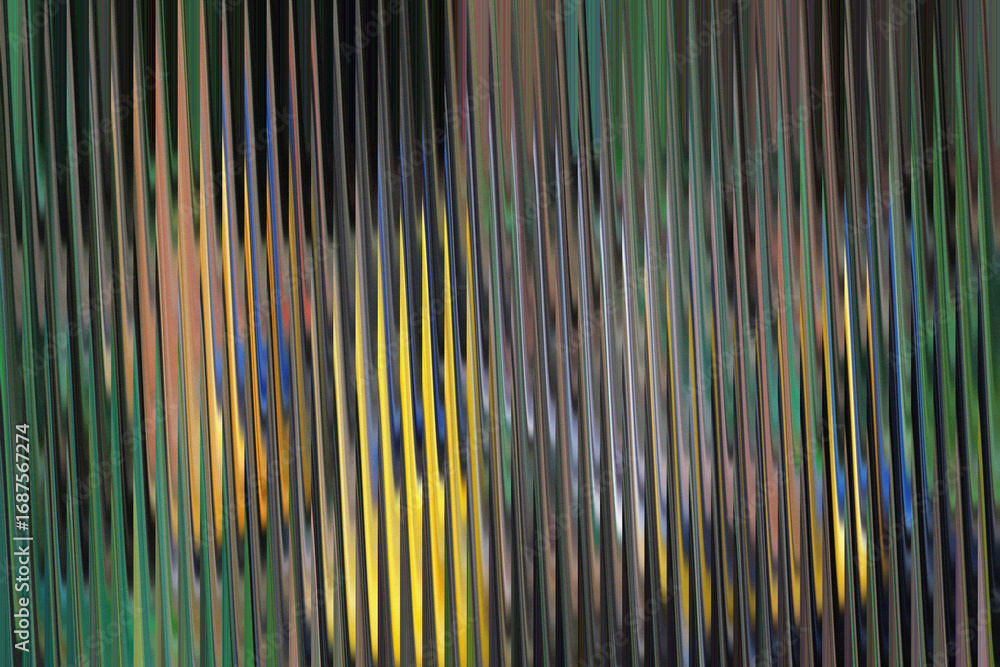 Poster abstract vertical lines with vibrant yellow and green hues creating a textured, blurred effect