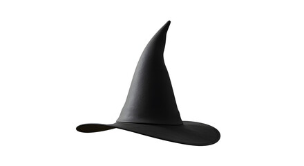 Fototapeta premium Witch's Hat Silhouette: An iconic black witch's hat stands out, embodying the mystique and traditions of Halloween, perfect for adding a touch of magic.