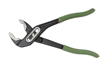 Adjustable Green-Handled Groove Joint Pliers on Transparent Background for Tool and Repair Projects