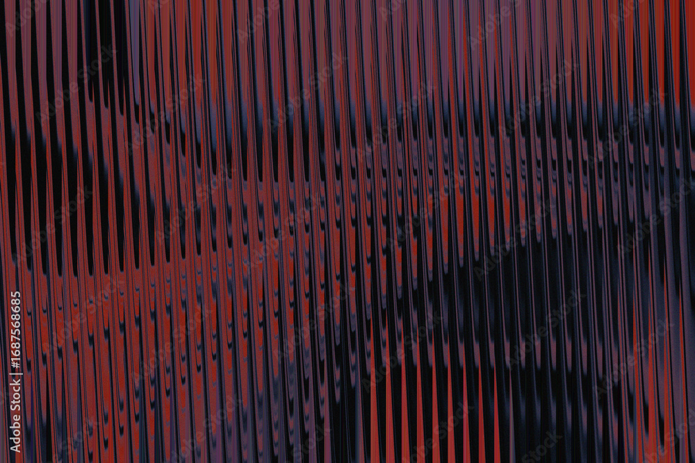 Poster abstract vertical lines pattern with red and blue hues, creating a textured and distorted visual eff