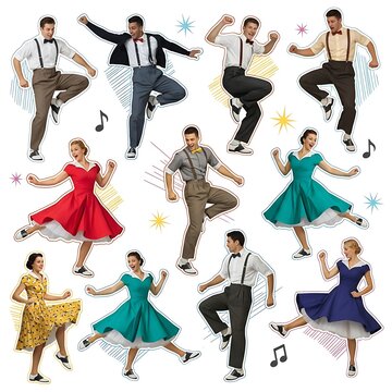 Vintage 1950s Dance Party Scene.