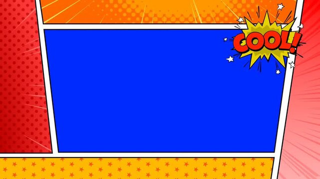 Comic book page with cool text in a frame background