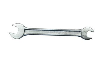 Metallic Open-End Wrench on Transparent Background - Industrial Tool Focus