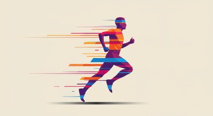 Fototapeta premium Running Design Abstract Runner Illustration, Marathon Vector Art, Fitness Athlete Motion Lines and Dynamic Sports Concept