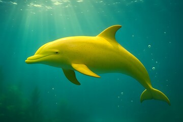 Fototapeta premium Golden Dolphin Underwater Paradise. 