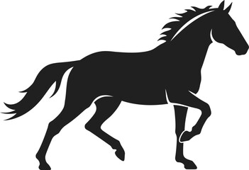 a black silhouette of a horse running on transparent background