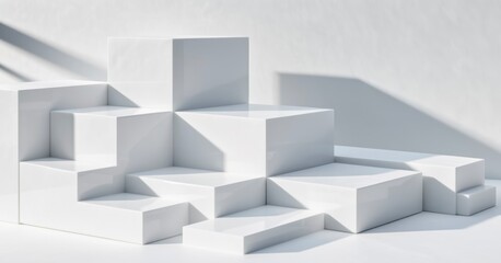 Obraz premium White podiums on the white background