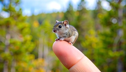 Tiny chipmunk on a finger