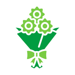 Flower Bouquet Icon Vector Illustration Green Version