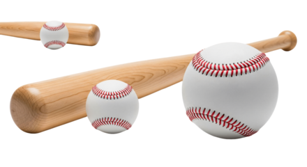 Baseball Bat and Balls on White Background.