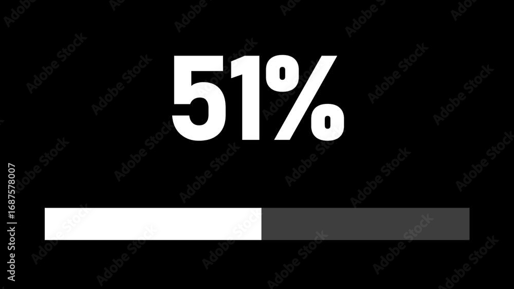 Poster bold loading bar animation with percent on black background 4k