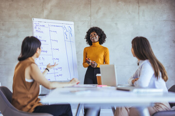 Confident Businesswoman Leading a Team Meeting Using Visual aids