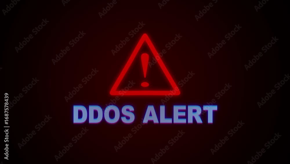 Poster ddos alert blinking on screen a loop concept footage 4k