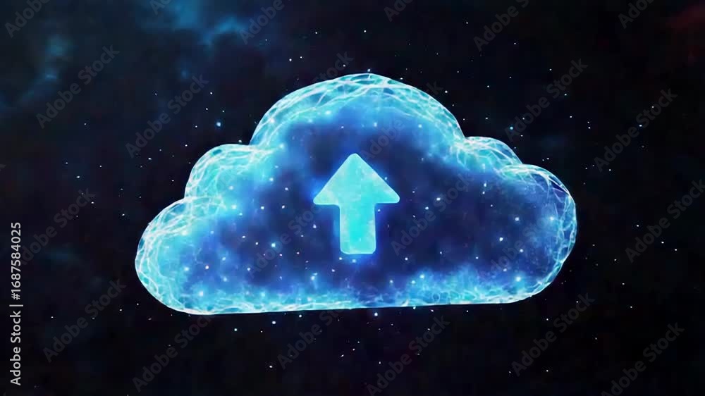 Aufkleber cloud computing upload symbol transferring data to server