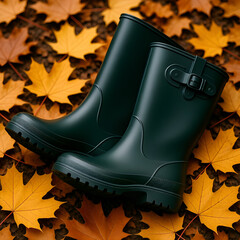 autumn leaves in a boot