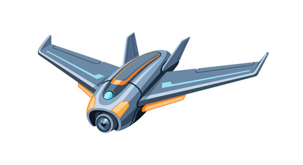 Futuristic Gray and Orange Spaceship Design.
