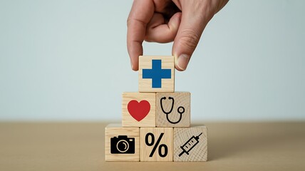 Building Blocks of Healthcare: Icons Representing Health and Wellness