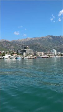 View of the city of Budva, Montenegro, from the sea