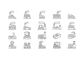 Set of industrial icon line art style vector symbol