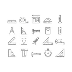 Measuring icon bundle collection line art style vector symbol