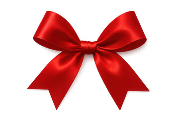 Fototapeta premium Shiny red bow decorating gift on transparent background