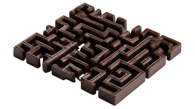 Chocolate Maze A Delicious Puzzle of Dark Chocolate Twists and Turns on a Neutral Isolated Background