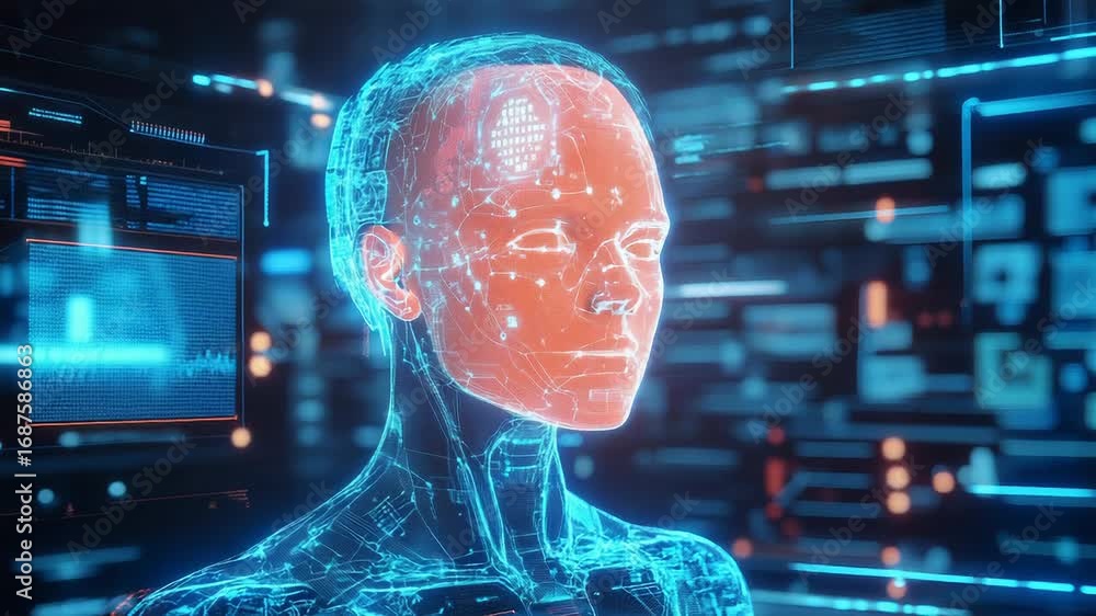 Aufkleber artificial intelligence processing data in futuristic digital environment