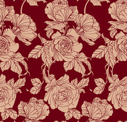 Obraz premium Seamless flower pattern. Line floral pattern.