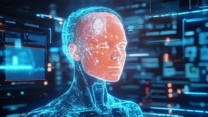 Artificial intelligence processing data in futuristic digital environment - Powered by Adobe