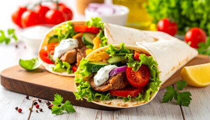 Delicious gyros wrap with fresh tzatziki