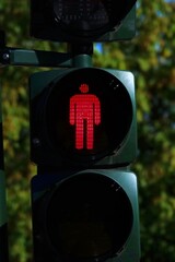 Concept of red traffic lights, pedestrian crossings, road junctions with red figures, concept of...